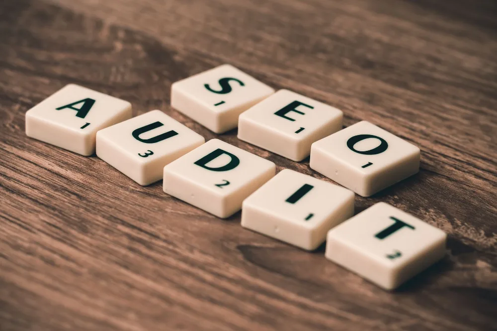 SEO audit checklist blocks representing the 12-point Google Business Profile audit