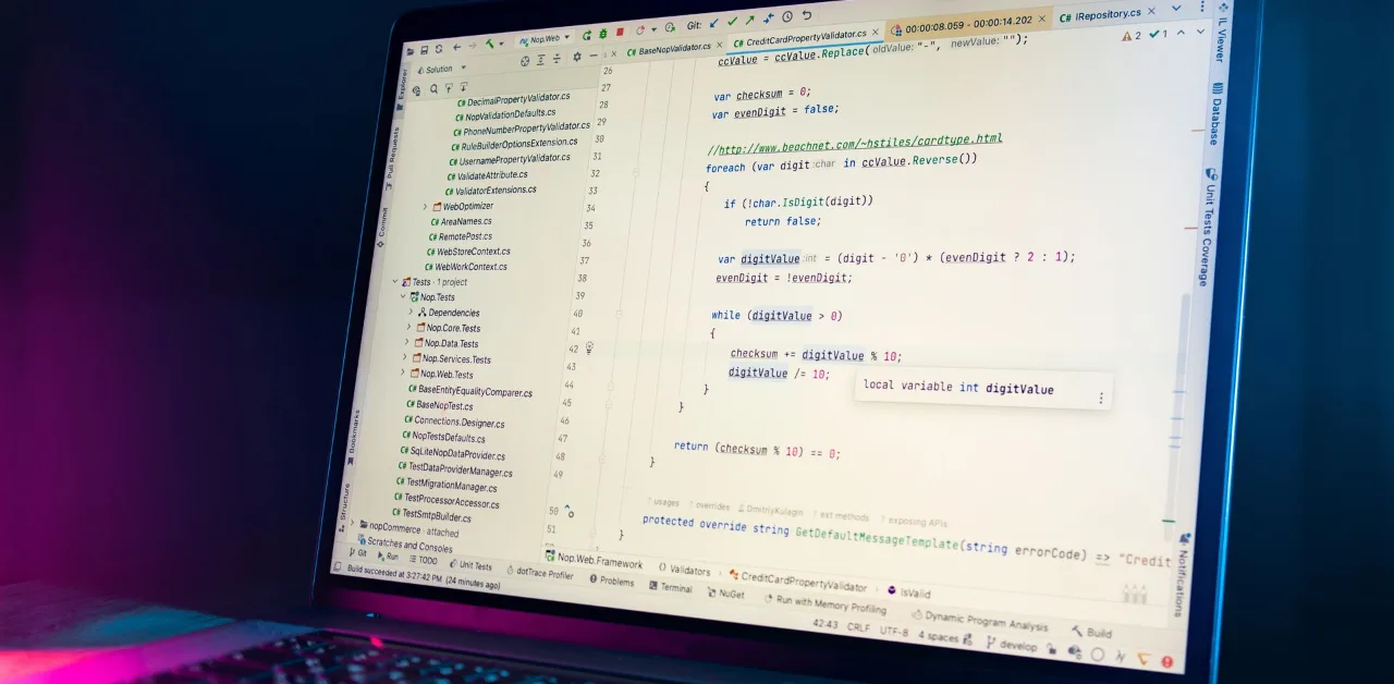 Laptop screen showing code in an editor, representing schema markup on a website